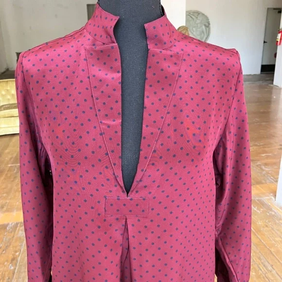 Wizzy Kit Maroon and navy polka dotted Maxi dress. - Picture 4 of 13